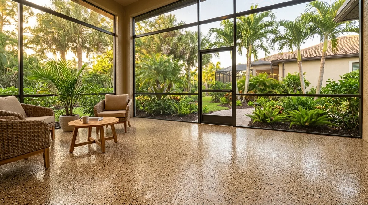 Beautiful finished epoxy floor reflecting quality craftsmanship