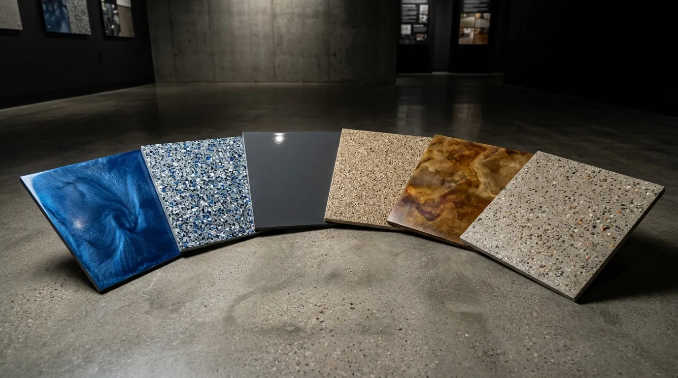 Range of epoxy floor finishes by JC Epoxy Coatings