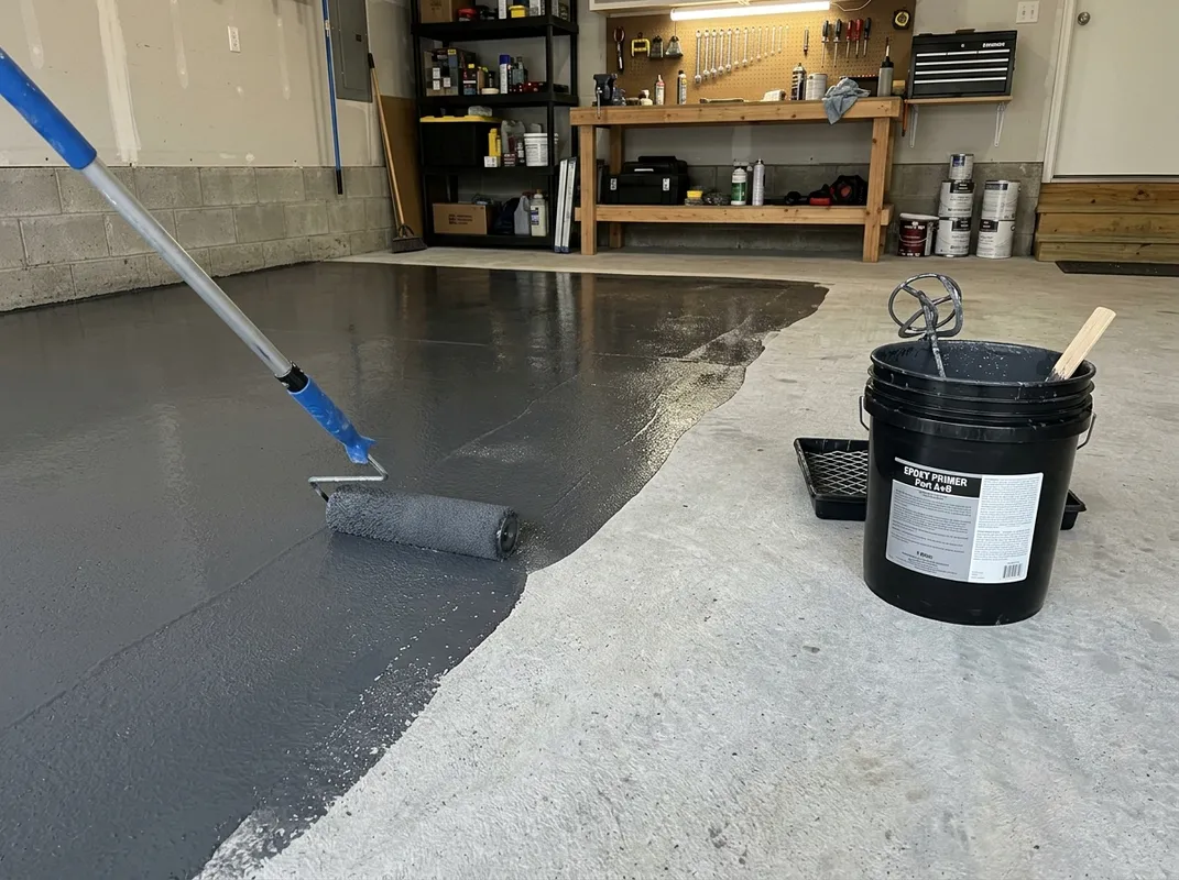 Pigmented epoxy base coat and moisture barrier application