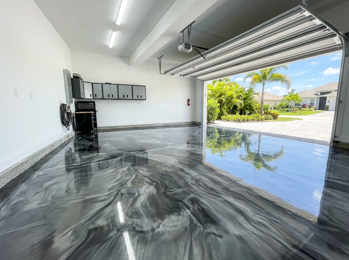 Metallic Epoxy Garage in Botanical Gardens Area, Port St. Lucie