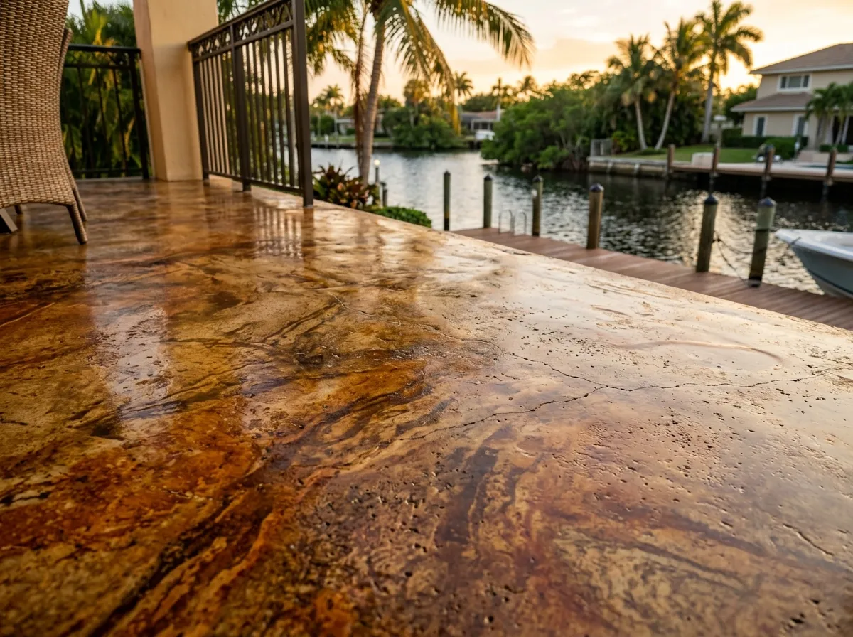 Stained Concrete Patio near Spanish River Park, Boca Raton